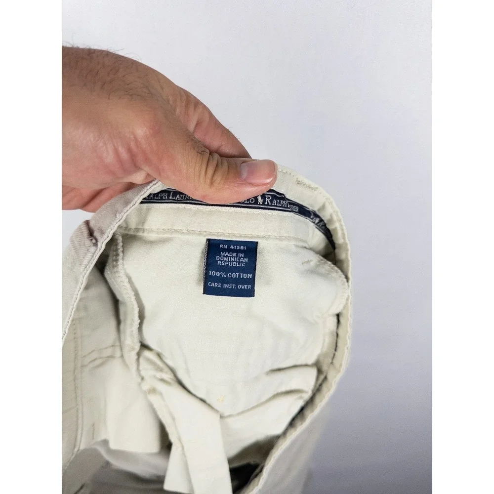 VTG Polo Ralph Lauren Pants‎ Mens 40x32 Beige Pleated Casual Cotton Chino